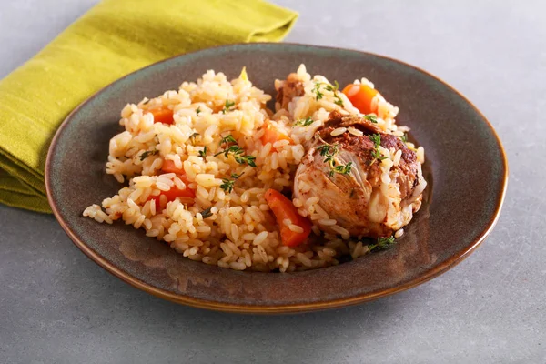 Thyme Chicken Drumstick Rice Carrot — Stock Photo, Image