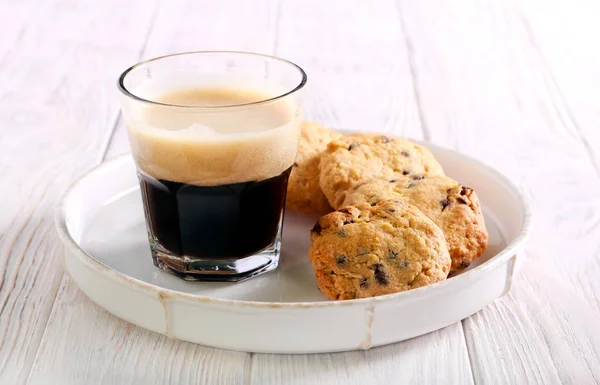 Cranberry Chocolate Chip Oatmeal Cookies Coffee — Stock Photo, Image