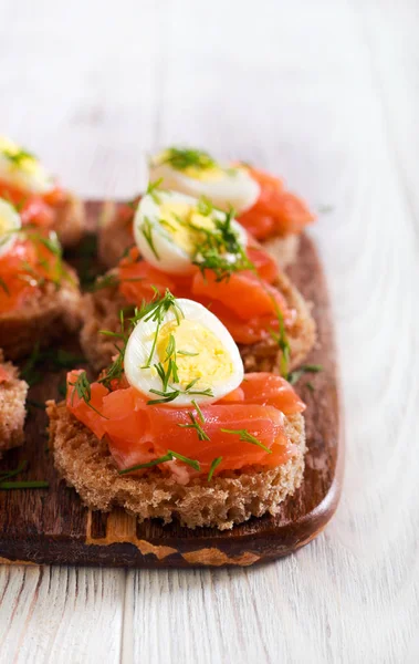 Snacks Salmon Quill Egg Dill — Stock Photo, Image