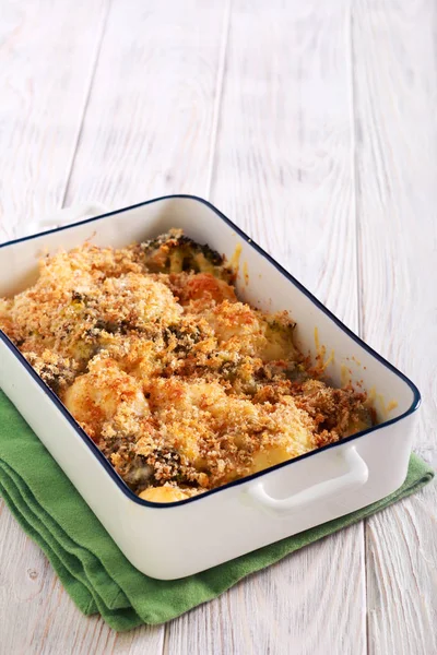 Broccoli Cavolfiori Con Guarnizione Briciole — Foto Stock