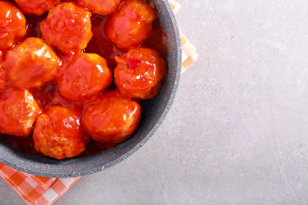 Turkiet Köttbullar Tomatsås Kastrull — Stockfoto