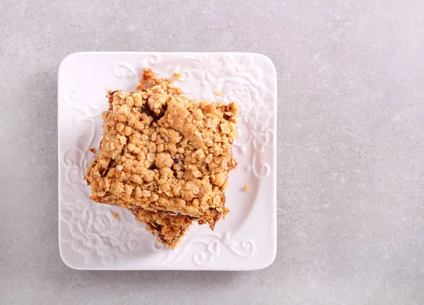 Date Apple Oat Squares Plate — Stock Photo, Image