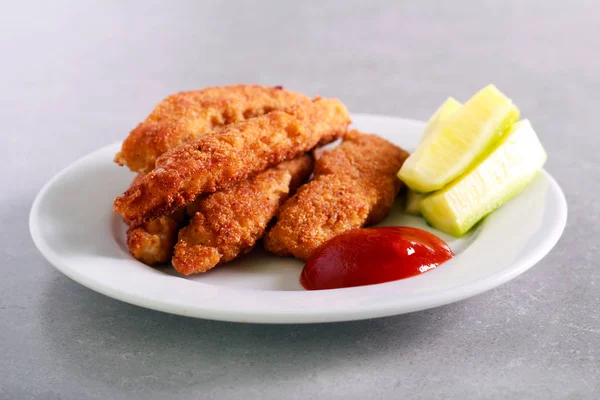 Chicken Nuggets Ketchup Plate — Stock Photo, Image