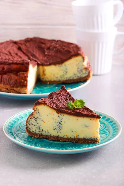 Papaverzaad en sinaasappel Cheesecake — Stockfoto