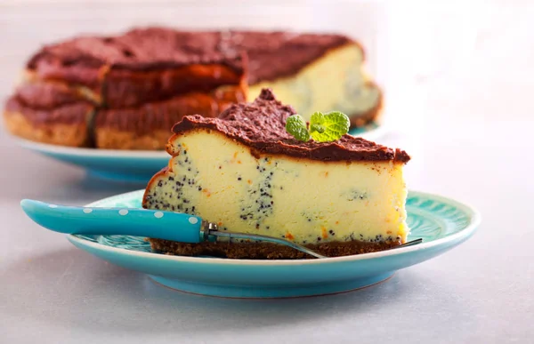 Papaverzaad en sinaasappel Cheesecake — Stockfoto