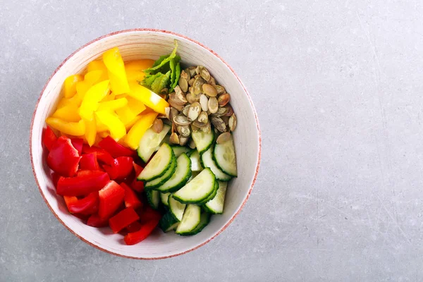 Colorful vegetarian salad ingredients