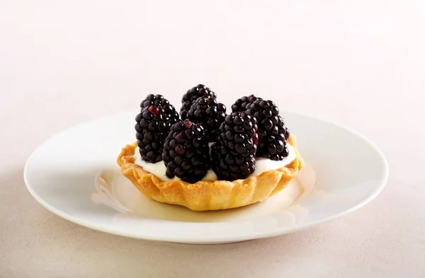 BlackBerry Cream mini taart — Stockfoto