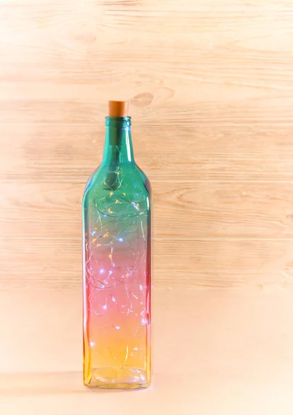 조명이 있는 다채로운 병 — 스톡 사진