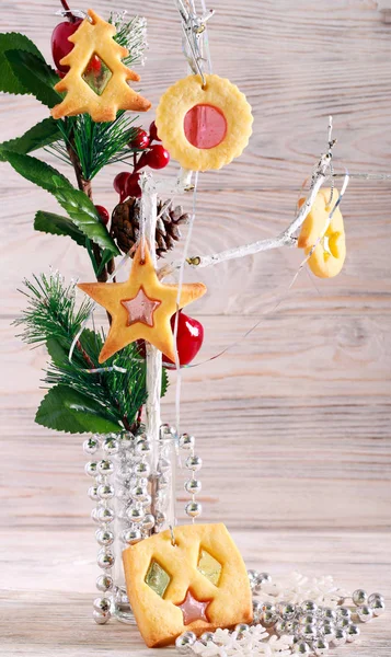 Stained glass christmas cookies — Stock Photo, Image