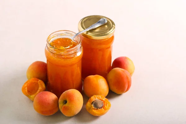 Homemade Fresh Apricot Jam Jar — Stock Photo, Image