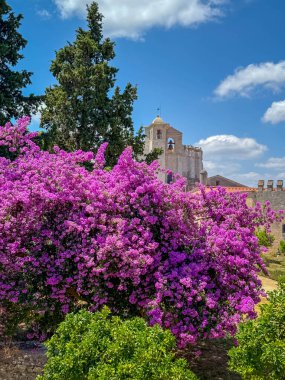 Portekiz 'in küçük ortaçağ kasabası Tomar' daki İsa Manastırı manzarası