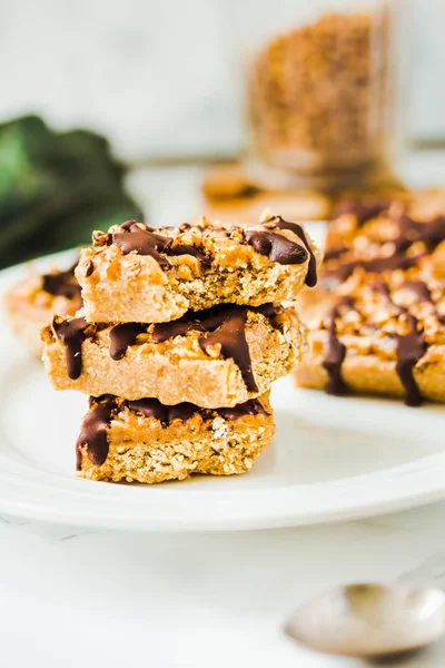 Granola Bar Date Caramel Chocolate Healthy Sweet Dessert Snack Cereal — Stok fotoğraf