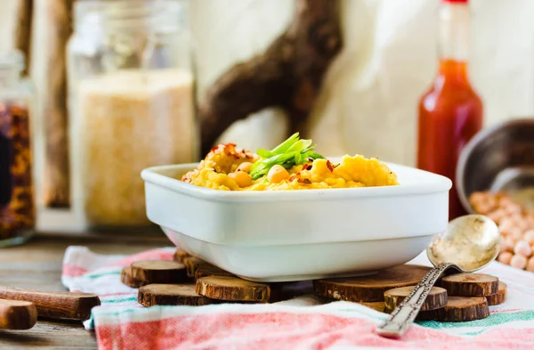 Hummus Houmous Appetizer Made Mashed Chickpeas Tahini Lemon Garlic Olive — Stock Photo, Image