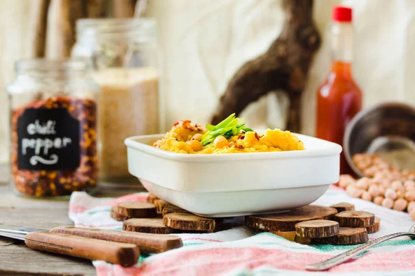 Hummus Houmous Appetizer Made Mashed Chickpeas Tahini Lemon Garlic Olive — Stock Photo, Image