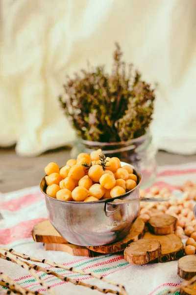 Pois Chiches Secs Bouillis Protéines Végétales Sécher Les Branches Thym — Photo