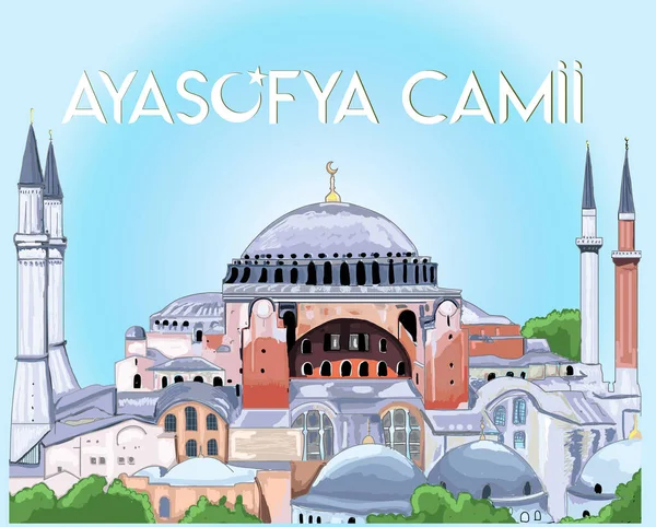 Mosquée Istanbul Hadia Sophia Ayasofya Turquie Dessiner — Image vectorielle