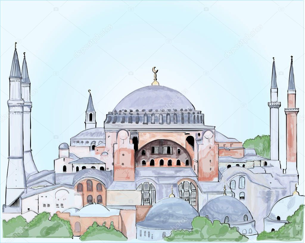 Istanbul Hadia Sophia mosque - Ayasofya. Turkey. draw