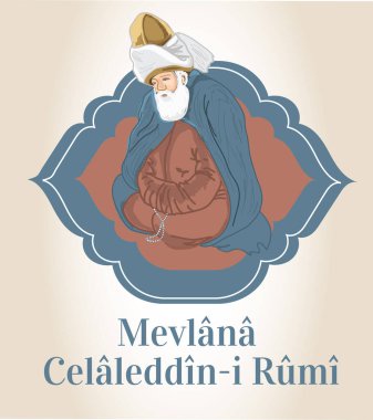 Mevlana Celaleddin Rumi is a symbol of tolerance and peace. clipart