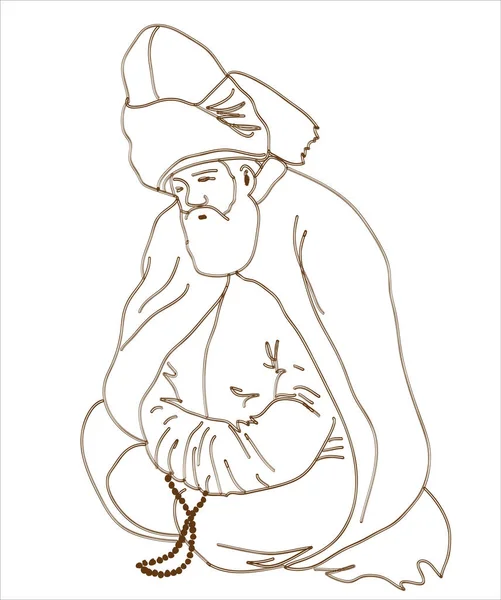 Mevlana Celaleddin Rumi Ist Ein Symbol Für Toleranz Und Frieden — Stockvektor