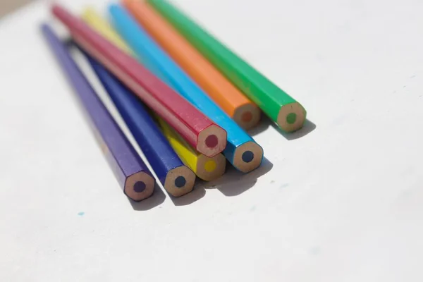 Colorful Rainbow Pencils Part of a yellow pencil