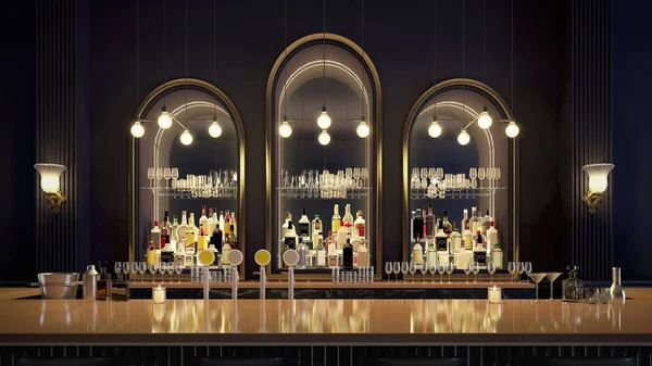 Bar counter.Modern classic style interior.3d rendering