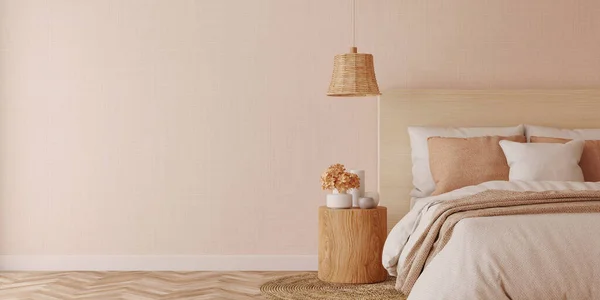 Bedroom Interior Beige Tones Design Rendering — Stock Photo, Image