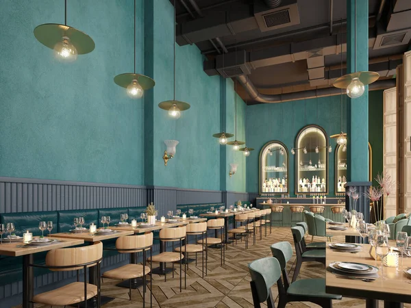 레스토랑및바 Interior Modern Classic Style 렌더링 — 스톡 사진