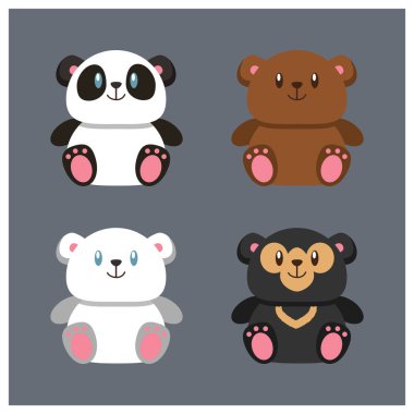 Dört şirin küçük tombul oyuncak ayı plushies kümesi