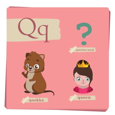 Çocuklar - harf Q için renkli alfabesi