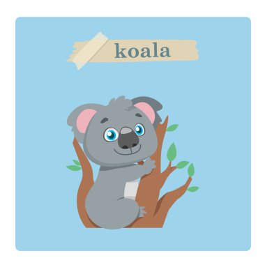 Şirin koala illüstrasyon mavi zemin üzerine