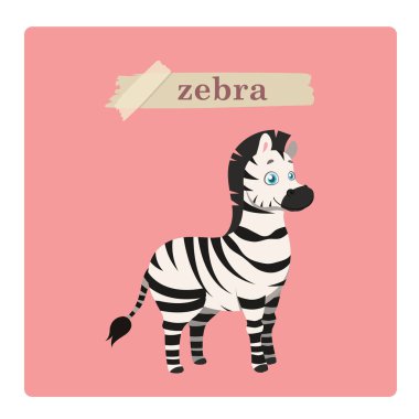 Pembe bir arka plan üzerinde şirin zebra illüstrasyon