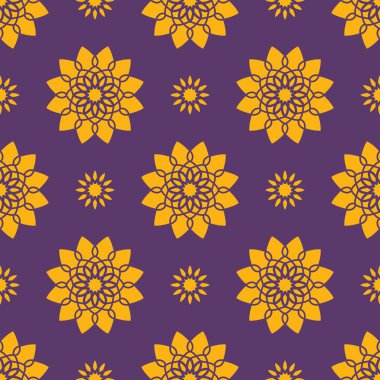 Mor zemin üzerine altın desenli Dikişsiz desen tasarım