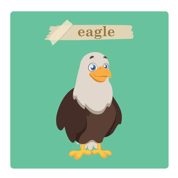 Illustration Aigle Mignon Sur Fond Vert — Image vectorielle