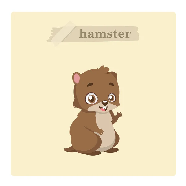 Bonito Hamster Ilustração Fundo Amarelo — Vetor de Stock