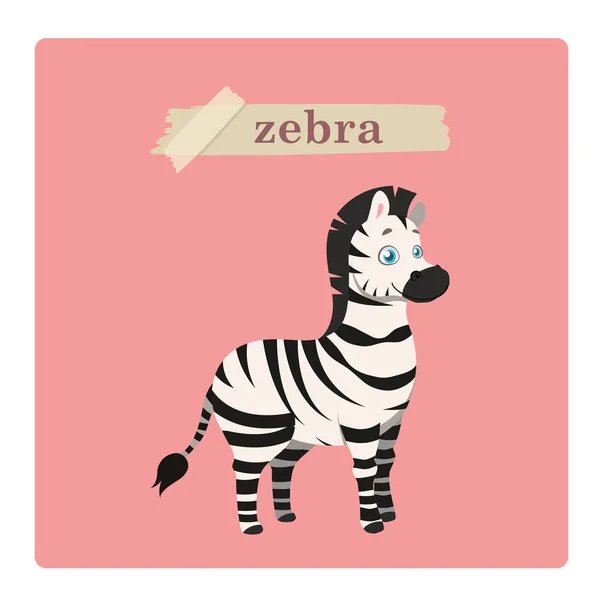 Aranyos Zebra Illusztráció Rózsaszín Háttér — Stock Vector