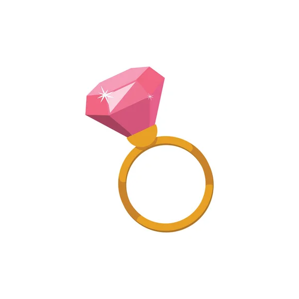 Ilustración Anillo Con Diamante Rosa — Archivo Imágenes Vectoriales