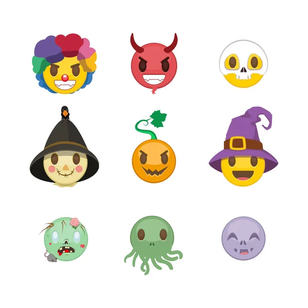 Set Von Halloween Smileys — Stockvektor