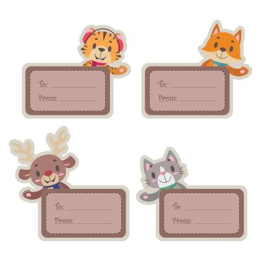 Noel hediyesi ile sevimli mutlu hayvanlar Etiketler