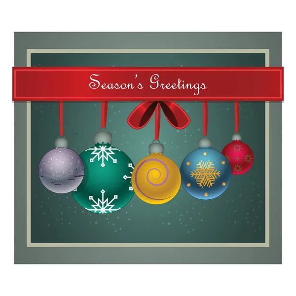 Cartão Postal Natal Com Bugigangas Brilhantes —  Vetores de Stock
