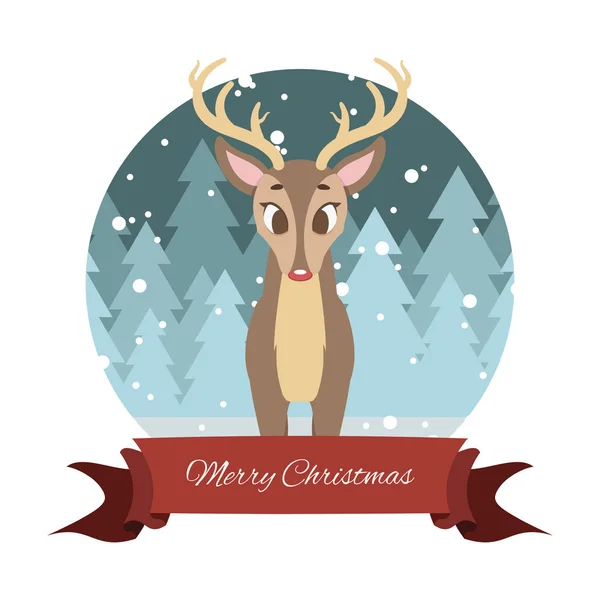 Lovely Reindeer Stylized Background Festive Banner — Stock Vector