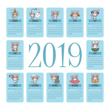 2019 takvim şirin gri kedi anlar