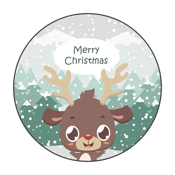 Cute Reindeer Christmas Greeting — Stock Vector