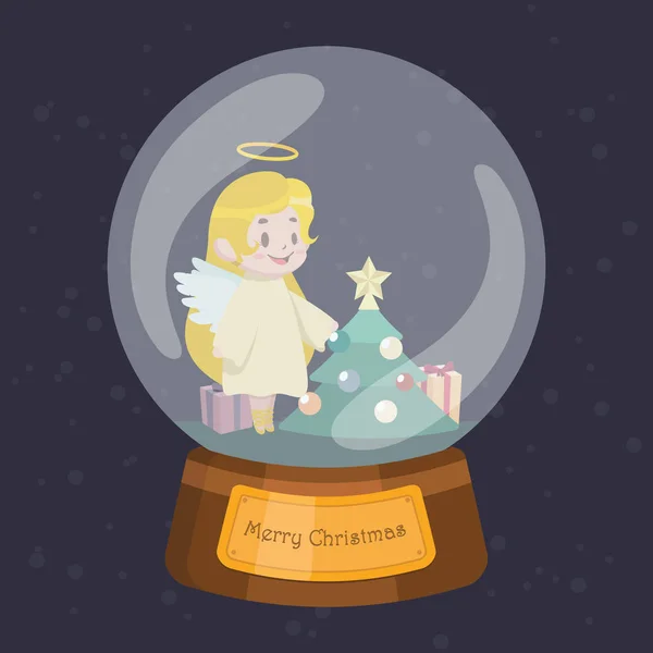 Χριστουγεννιάτικο Κόσμο Χαριτωμένο Άγγελος — Διανυσματικό Αρχείο