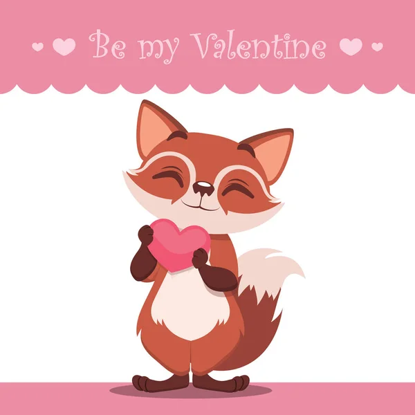 Valentine Day Illustration Cute Fox — Stock Vector