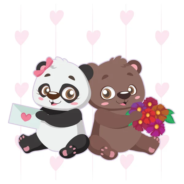 Ilustracja Niedźwiedź Para Miłości — Wektor stockowy