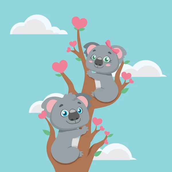 かわいいコアラのカップルのイラスト — ストックベクタ