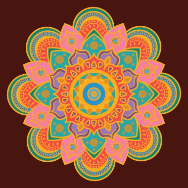 Parlak renkler süslü mandala
