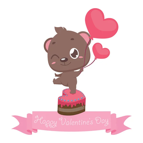 Cute Valentine Day Bear Banner — Stock Vector