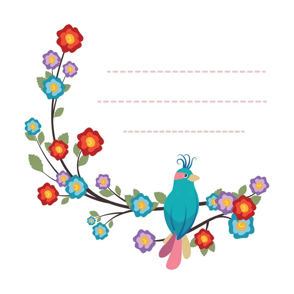 Piękny Notatnik szablon z ptak i kwiat projekt — Wektor stockowy
