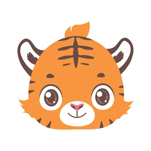 Cute Cartoon Tiger Portrait Illustration — Stock Vector